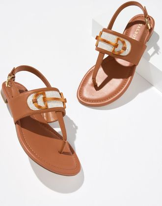 Talbots Gia Bit Nappa Thong Sandals - Havana Tan - 10 1/2 M Talbots