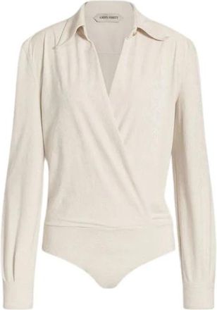 Alberta Ferretti Draped Stretch Velvet Bodysuit - Dames - Bodies - Beige - M - Leer - Tops