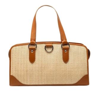 Burberry Pre-owned Handbags, female, Beige, Size: ONE SIZE Pre-owned Vintage Straw Handbag