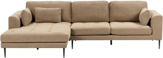 Beliani Corner Sofa 3 Seater FLAM Fabric Light Brown Right Hand