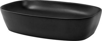 ECD Germany Lavabo negro de cerámica moderno fregadero de sobremesa