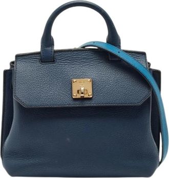 MCM Pre-owned Handtas - Dames - Vintage Handtas - Blauw - ONE Size - Leer - Vintage