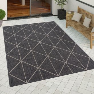 Paco Home Paco Home - Alfombra Salon De Habitacion Cocina Exterior Terraza Nordica Dibujo Geometrico 80x150 Cm, Antracita 2