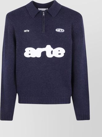 Arte ribbed cuff knit polo sweater design