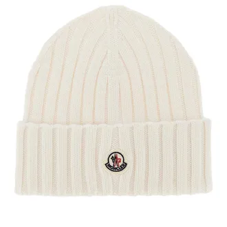 Moncler Wool beanie hat with logo patch Woman One Size