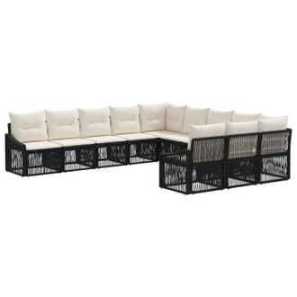 vidaXL Conjunto De Sof&aacute;s De Jard&iacute;n 11 Pcs Negro Rat&aacute;n Sint&eacute;tico Vidaxl
