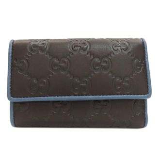 Gucci Blue Dark Brown Leather Wallet (Bi-Fold) (Pre-Owned)
