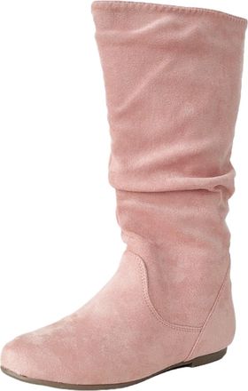 Generic Women Slouchy Suede Knee High Flats Boots Thigh High Wide Calf Long Boot Winter Slip On Casual Shoes with Side Zipper Comfortable Daily Wear & Outdoor