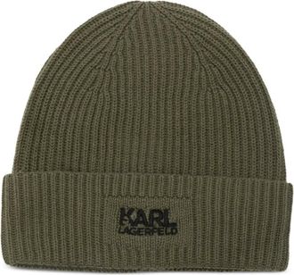 Karl Lagerfeld Berretto con logo ricamato - Verde