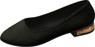 Generic Womens Loafers with Block Heel Suede Elegant Party Shoes Ballet Flats Office Classic Flat Shoes Lightweight Comfortable Suit Shoes with All-Day Comfor