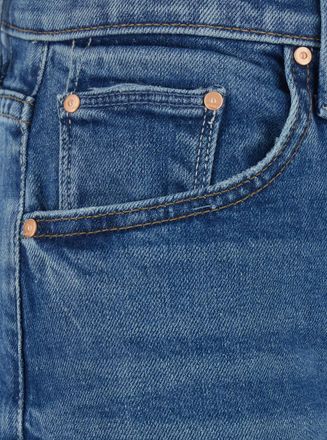 Mother Womens Jeans The Mid Rise Lasso Sneak Blue Denim Cotton
