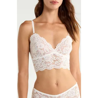 Kilo Brava Lace Longline Bralette in White at Nordstrom, Size Xxx-Large