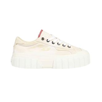 Diesel Sneakers, female, Beige, 2 UK, Canvas Trainers, Round Toeline, Cotton Rubber