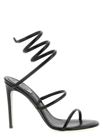 Rene Caovilla Black Calfskin Stiletto Heel Womens Sandals