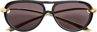 Bottega Veneta Knot Aviator Zonnebril - Dames - Zonnebrillen - Zwart - ONE Size - Accessoires