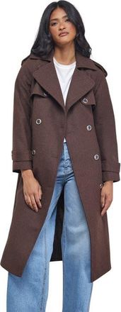 Warehouse Wool Mix Belted Trench Coat in Chocolate at Nordstrom, Size 10