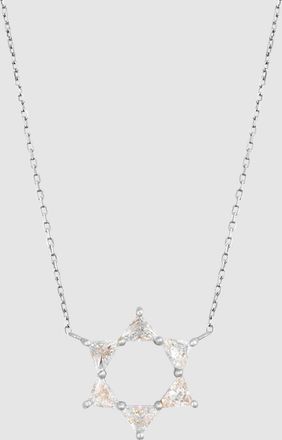 Little Ones Paris Collier Pendentif David Star Or Blanc 18k Et Diamants