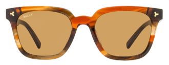 Bally BY0085H Square Acetate Sunglasses - Brown