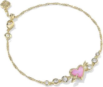 Kendra Scott Ari Heart Arrow Tennis Womens Bracelet Womens Bracelet Gold Pink Opalescent Resin, Brass/Cubic Zirconia/Rhodium-Plated