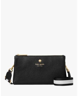 Kate Spade New York Womens Emma Pebbled Leather Mini Crossbody - Black - One Size