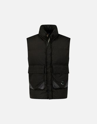 C.P. Company Mens CP Company Lens Garment Dyed ECO-Chrome R Gilet in Black - Size: 42/Regular