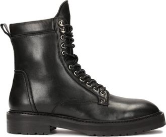 Kazar Zwarte leren laarzen in militaire stijl - Heren - Veterlaarzen - Zwart - 44 EU - Leer - Schoenen