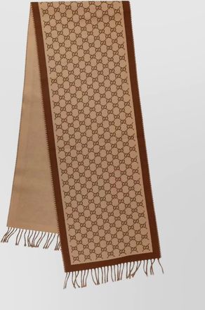 Gucci reversible wool scarf featuring fringe detailing