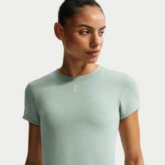 Nike Womens Court Advantage Dri-FIT Short-Sleeve Tennis Top in Green | HQ2994-006