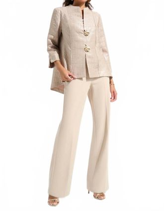 Joseph Ribkoff Textured 3/4 Sleeve Trapeze Jacket In Sand