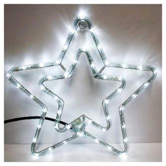 Trade Shop Trade Shop - Doble Luz De Navidad Star 75 Led Color Blanco 55x55 Cm Para Uso En Exteriores