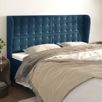 vidaXL Cabecero Con Orejas De Terciopelo Azul Oscuro 163x23x118/128 Cm Vidaxl