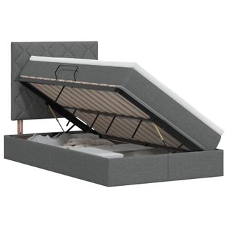 vidaXL Cama Con Almacenamiento Y Colch&oacute;n Gris Oscuro 120 X 200 Cm Tela Vidaxl