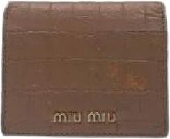 Miu Miu Pre-owned Leren Portemonnee - Dames - Vintage Accessoires - Beige - ONE Size - Leer - Vintage