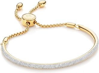 Monica Vinader Fiji Pave Bar Petite Bracelet - Diamond, Gold Vermeil on Silver