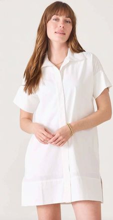 Mersea Wide Hem Shirt Mini Dress In White
