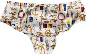 Dolce & Gabbana Womens White Sailor Print Polyester Bottoms Underwear Elastane Clothing