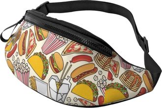 Generic Food Hamburger French Fries Waist Bag Waist Pack Unisex Bumbags For Gym Camping Running 14X35Cm