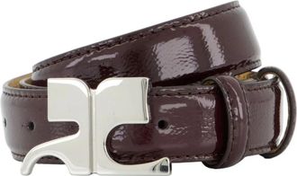Courr&egrave;ges Bordeauxleren Riem - Patentkalf - Dames - Riemen - Rood - 85 CM - Leer - Accessoires