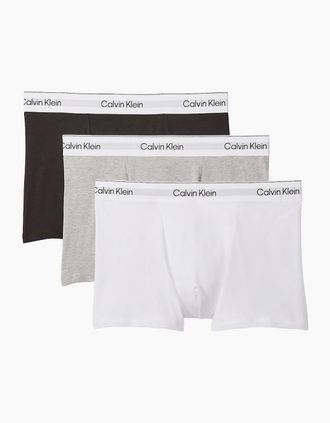 Calvin Klein Mens Calvin Klein 3 Pack Icon Cotton Stretch Relaxed Fit Trunk - Black/Grey/White - Size: 32/33/32