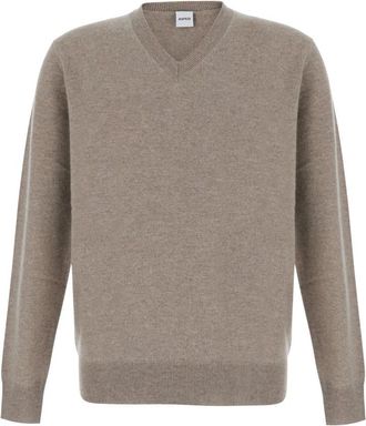 Aspesi Truien - Heren - V-hals truien - Beige - XL - Truien & Vesten