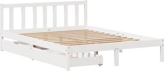 vidaXL Bed Frame without Mattress White 150x200 cm King Size Solid Wood Pine vidaXL