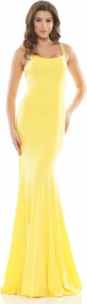Colors Dress Long Formal Fitted Prom Dress In Lemon
