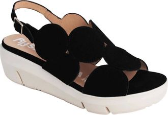Wonders Womens Bubble Wedge Sandals In Black Nubuck