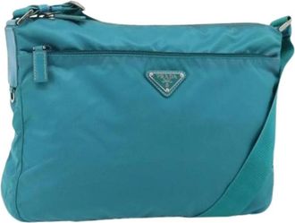 Prada Pre-owned Cross Body Bags, female, Blue, Size: ONE SIZE Pre-owned Vintage Nylon Shoulder Bag