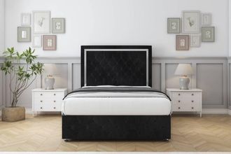 Comfort Beds Sofia Chrome Naples Divan Set 2 Drawers-26 Headboard-Footboard in Black | Size: King