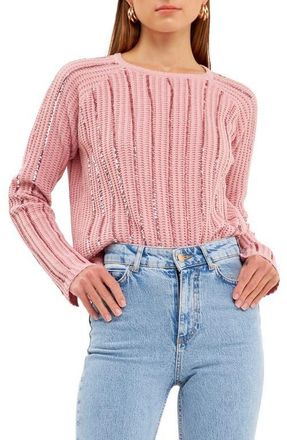 endless rose Sequin Detail Sweater in Pink at Nordstrom, Size Small