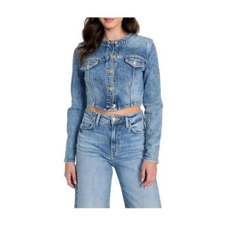 Guess Denim Jackets, female, Blue, Size: M Gemma Crop Jacket