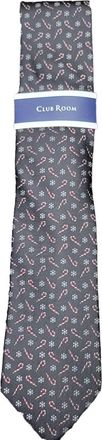 Club Room Mens Snow Candy Cane Holidays Tie In Black