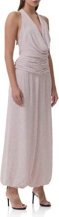 AFRM Robin Pin Dot Halter Neck Jumpsuit in Mauve Pin Dot at Nordstrom Rack, Size X-Small
