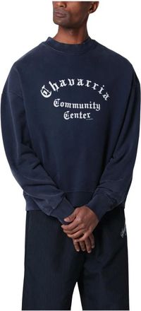 Willy Chavarria Hoodies & sweatvesten, Heren, Blauw, L, Katoen, Community Center Hooligan Crew